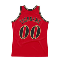 Custom Basketball Jersey - Red Black-Old Gold Authentic Throwback
