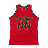 Custom Basketball Jersey - Red Black-Old Gold Authentic Throwback
