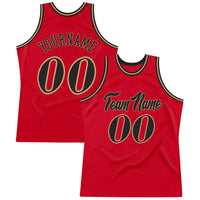 Custom Basketball Jersey - Red Black-Old Gold Authentic Throwback