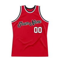 Custom Basketball Jersey - Red White-Black Authentic Throwback