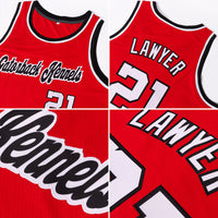 Custom Basketball Jersey - Red White-Black Authentic Throwback