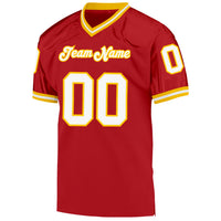 Custom Football Jersey - Red White-Gold Mesh Authentic Throwback