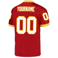 Custom Football Jersey - Red White-Gold Mesh Authentic Throwback