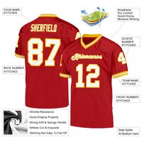 Custom Football Jersey - Red White-Gold Mesh Authentic Throwback