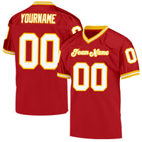 Custom Football Jersey - Red White-Gold Mesh Authentic Throwback