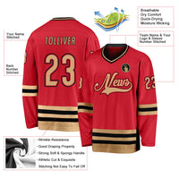 Custom Hockey Jersey - Red Old Gold-Black