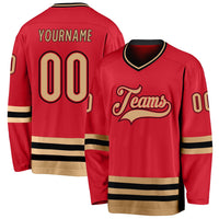 Custom Hockey Jersey - Red Old Gold-Black