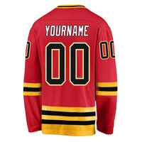 Custom Hockey Jersey - Red Black-Gold