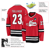 Custom Hockey Jersey - Red White-Black