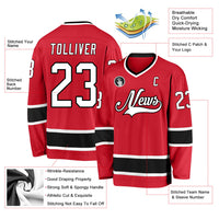 Custom Hockey Jersey - Red White-Black