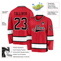 Custom Hockey Jersey - Red Black-White