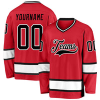 Custom Hockey Jersey - Red Black-White