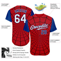Custom Baseball Jersey - Red White-Royal 3D Pattern Design Spider Web Authentic