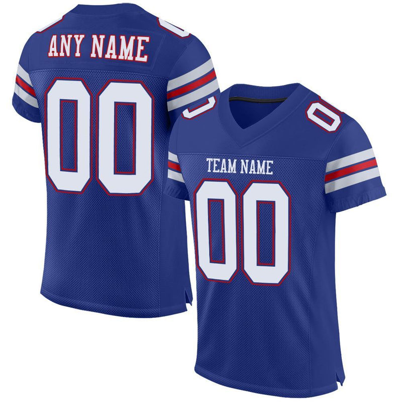 Custom Football Jersey - Royal White-Red Mesh Authentic