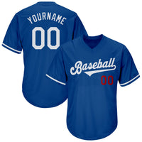 Custom Baseball Jersey - Royal White-Red Authentic Throwback Rib-Knit