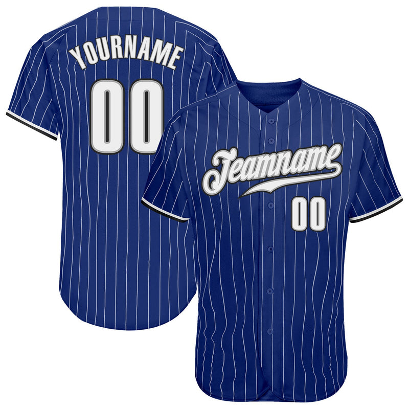 Custom Baseball Jersey - Royal White Pinstripe White-Black Authentic