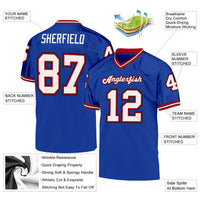 Custom Football Jersey - Royal White-Red Mesh Authentic Throwback