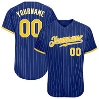 Custom Baseball Jersey - Royal White Pinstripe Gold-White Authentic