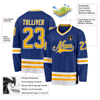 Custom Hockey Jersey - Royal Gold-White