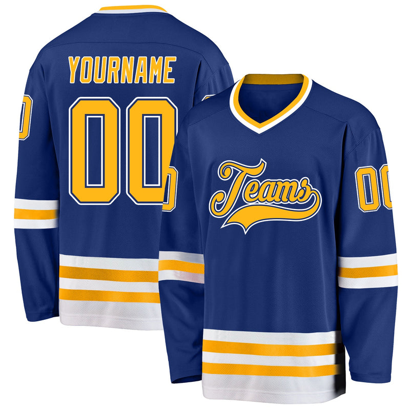 Custom Hockey Jersey - Royal Gold-White