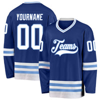 Custom Hockey Jersey - Royal White-Light Blue