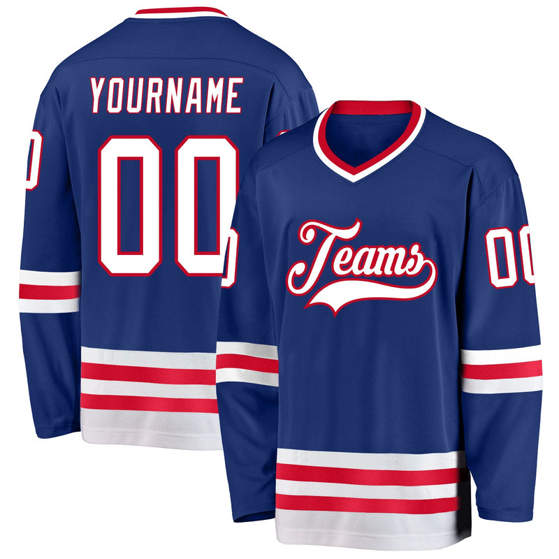 Custom Hockey Jersey - Royal White-Red