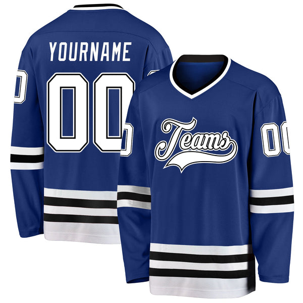 Custom Hockey Jersey - Royal White-Black