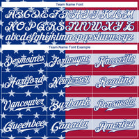Custom Baseball Jersey - Royal White-Red American Flag Fashion Authentic