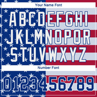 Custom Baseball Jersey - Royal White-Red American Flag Fashion Authentic