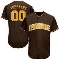 Custom Baseball Jersey - Brown Gold-White
