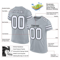 Custom Football Jersey - Silver White-Black Mesh Authentic