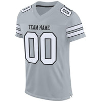 Custom Football Jersey - Silver White-Black Mesh Authentic