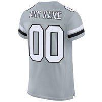 Custom Football Jersey - Silver White-Black Mesh Authentic