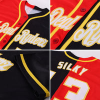 Custom Baseball Jersey - Black White-Red Authentic Split Fashion