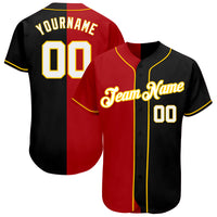Custom Baseball Jersey - Black White-Red Authentic Split Fashion