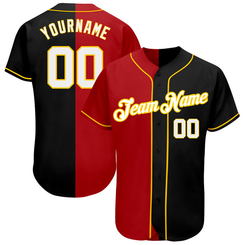 Custom Baseball Jersey - Black White-Red Authentic Split Fashion