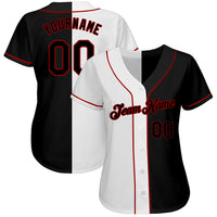 Custom Baseball Jersey - White-Black Red Authentic Split Fashion