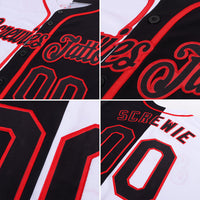 Custom Baseball Jersey - White-Black Red Authentic Split Fashion