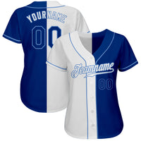 Custom Baseball Jersey - White Royal-Light Blue Authentic Split Fashion