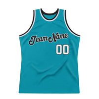 Custom Basketball Jersey - Teal White-Black Authentic Throwback