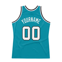 Custom Basketball Jersey - Teal White-Black Authentic Throwback