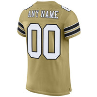 Custom Football Jersey - Vegas Gold White-Black Mesh Authentic