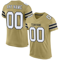Custom Football Jersey - Vegas Gold White-Black Mesh Authentic