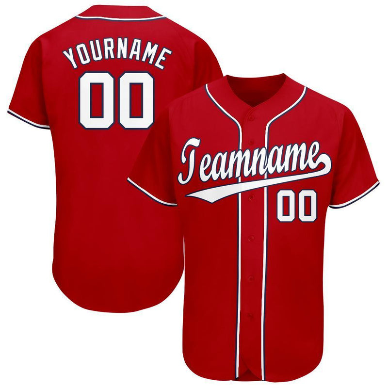 Custom Baseball Jersey - Red White-Navy