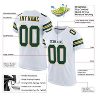 Custom Football Jersey - White Green-Gold Mesh Authentic