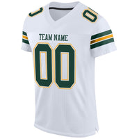 Custom Football Jersey - White Green-Gold Mesh Authentic