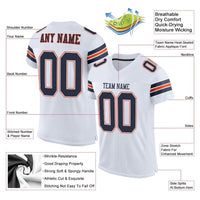 Custom Football Jersey - White Navy-Orange Mesh Authentic