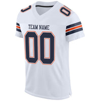 Custom Football Jersey - White Navy-Orange Mesh Authentic