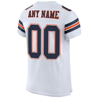 Custom Football Jersey - White Navy-Orange Mesh Authentic