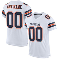 Custom Football Jersey - White Navy-Orange Mesh Authentic